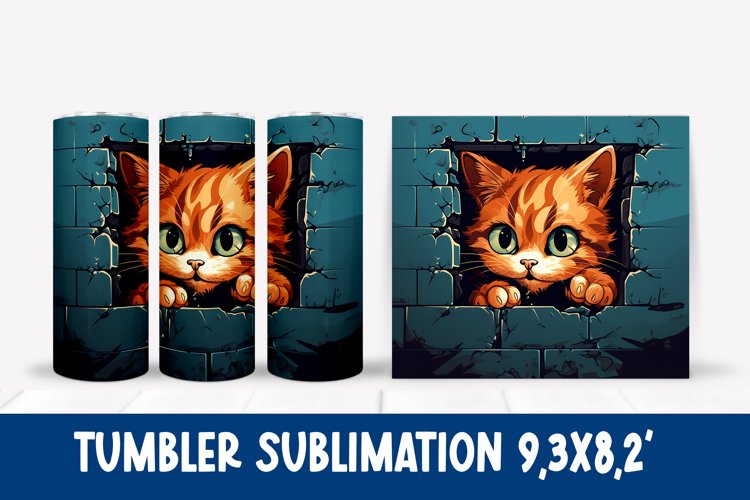 Cute cat tumbler sublimation wrap design example image 1