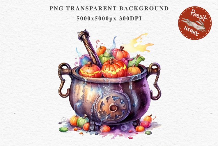Cauldron With Candy Halloween Clipart PNG Scrapbooking