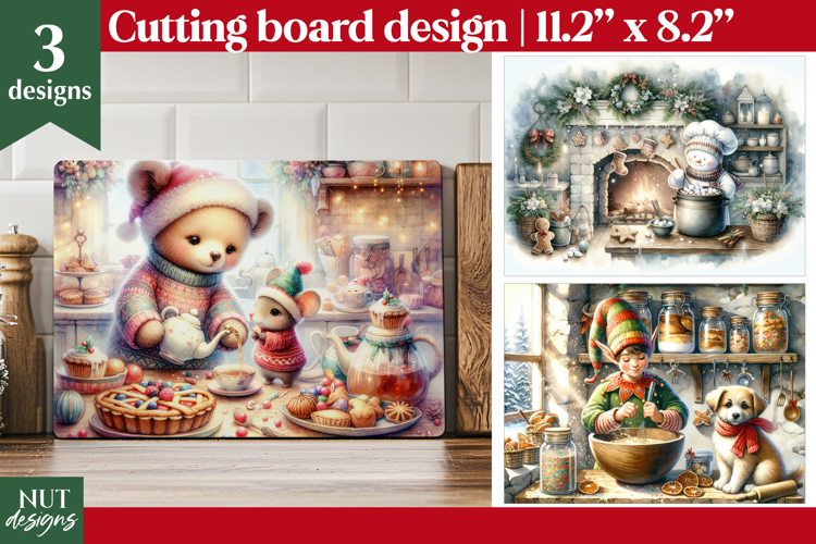 Christmas cutting board, Christmas Cozy kitchen, Friends