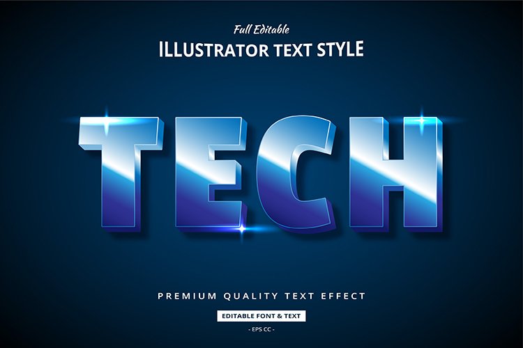 Futuristic Technology 3D Illustrator Text Style Effect example image 1