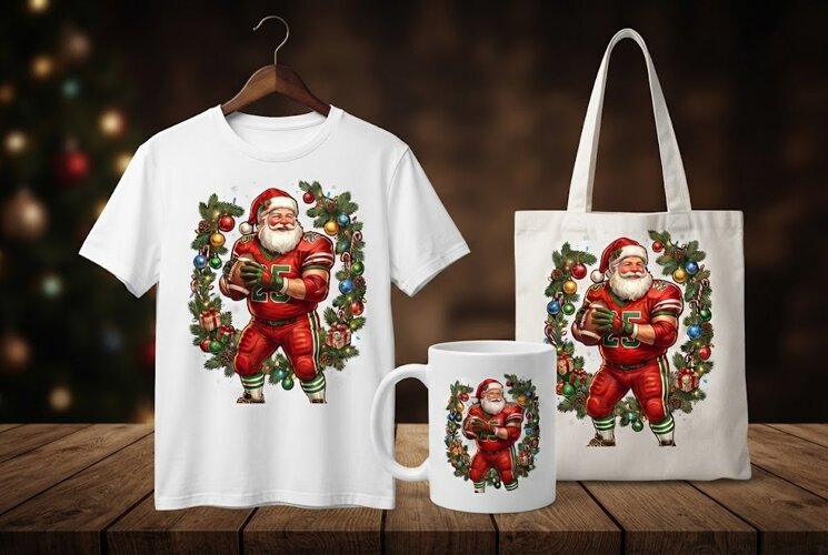 Football Santa Claus Holiday Design example image 1