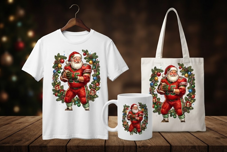 Football Santa Claus Holiday Design