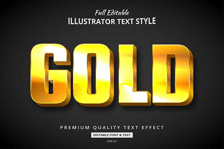 Gold Shine 3d Illustrator Text Style Effect