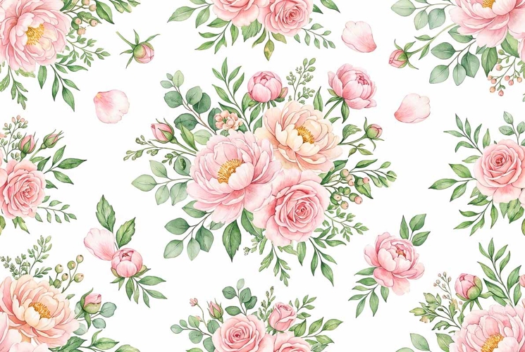 Watercolor seamless repeat pattern Mothers Day