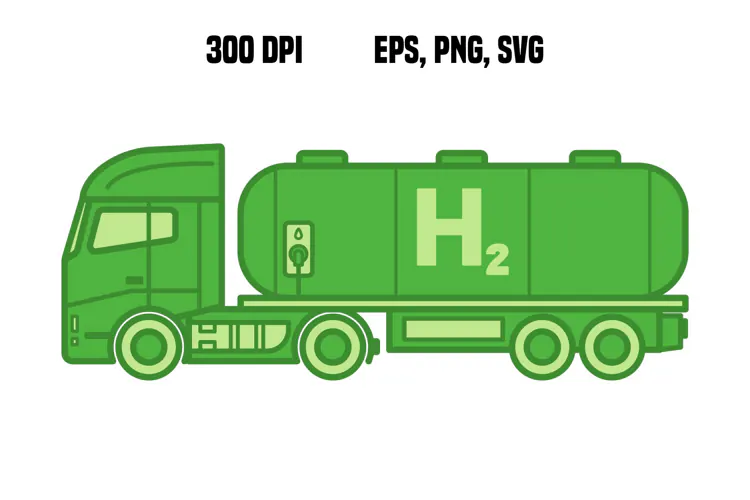 Green Hydrogen Powered Truck Icon