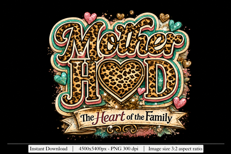 Mother Hood PNG | Leopard Heart of the Family Sublimation De
