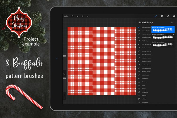 Buffao Plaid Procreate brushes Christmas pattern Brush