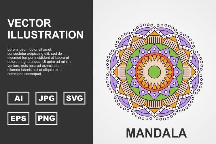Colorful Vector Mandala Illustration Design example image 1