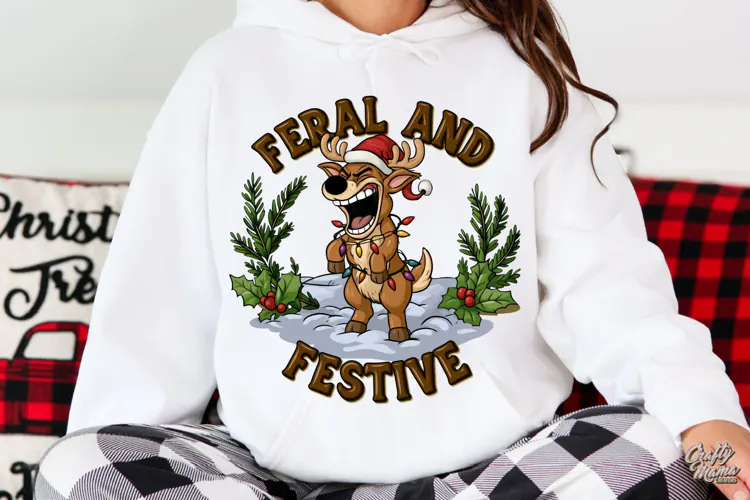 Feral And Festive | Reindeer | Funny Christmas PNG