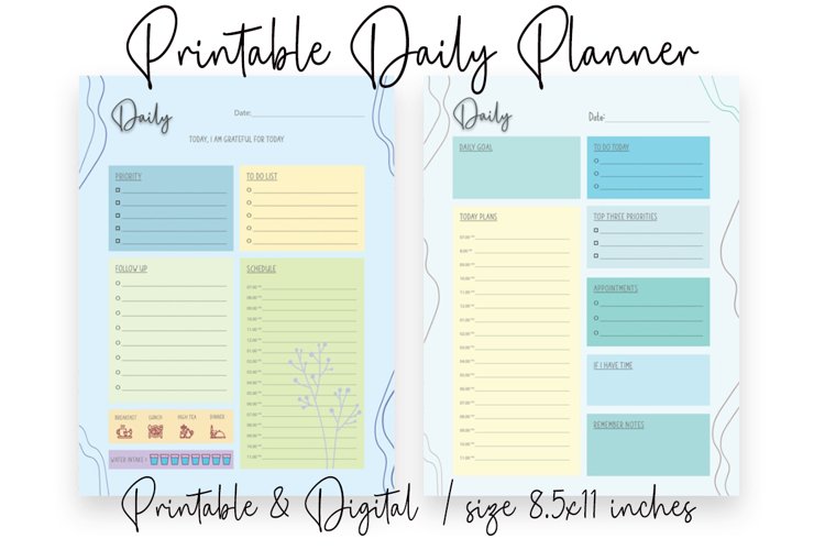 Daily Planner Printable , Daily Planner Digital for easy acc example image 1