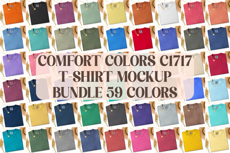 Comfort Colors C1717 Shirt Mockup Bundle, Flat lay Mockup