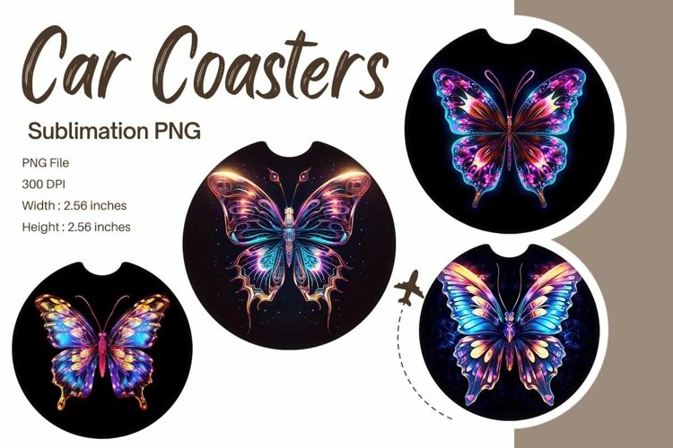 Magic Butterfly Car Coasters Sublimation Car Accessories