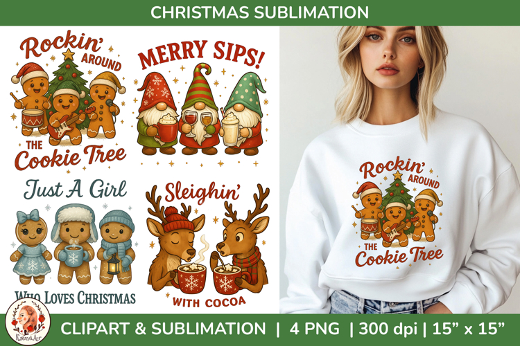 Vintage Christmas Gingerbread man,Holiday PNG Designs