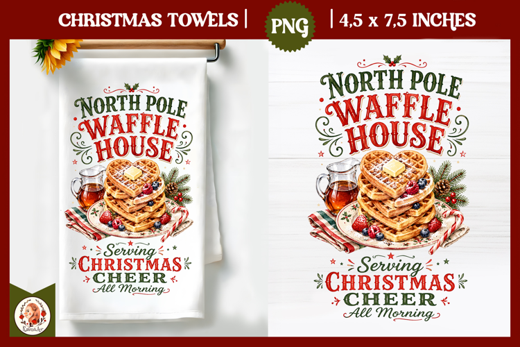 Vintage Christmas Kitchen Towel PNG |Retro farm sublimation