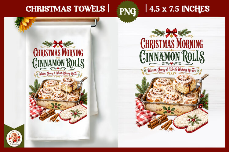 Vintage Christmas Kitchen Towel PNG |Retro farm sublimation example image 1