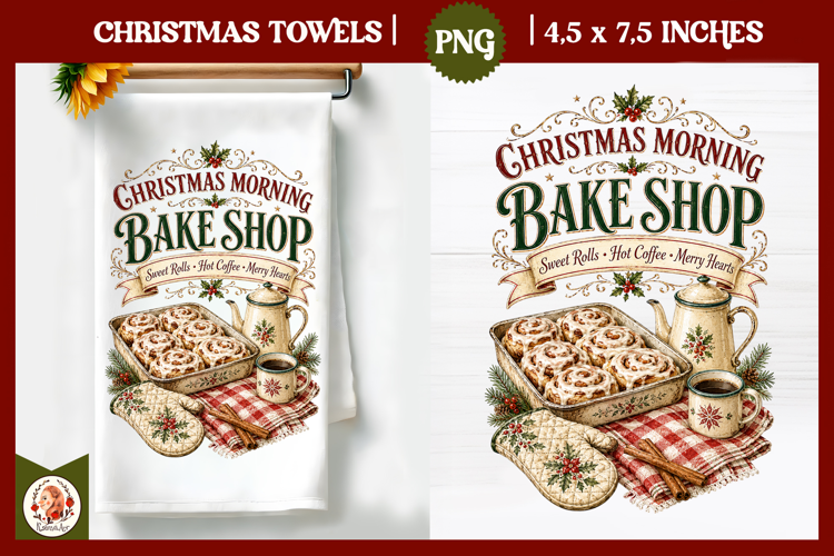 Vintage Christmas Kitchen Towel PNG |Retro farm sublimation