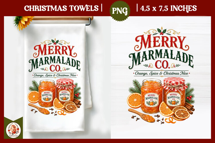 Vintage Christmas Kitchen Towel PNG |Retro farm sublimation example image 1