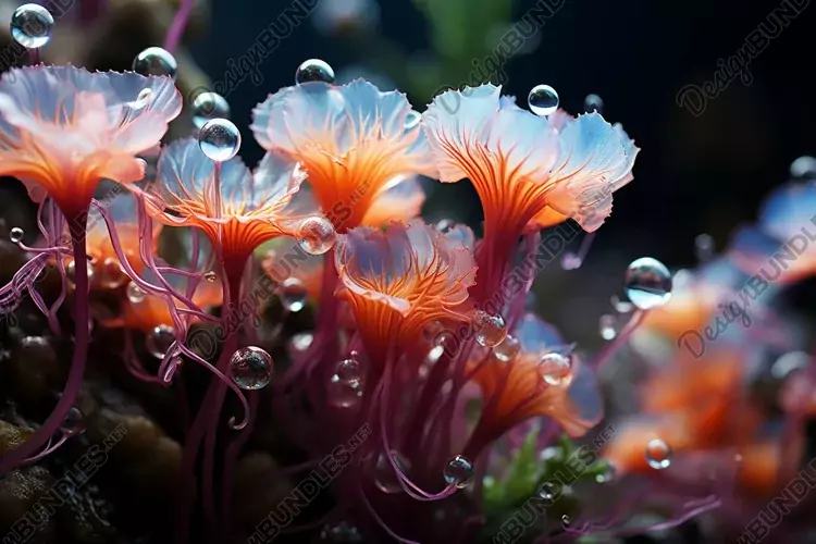 Sea Anemone Glowing Underwater Scene