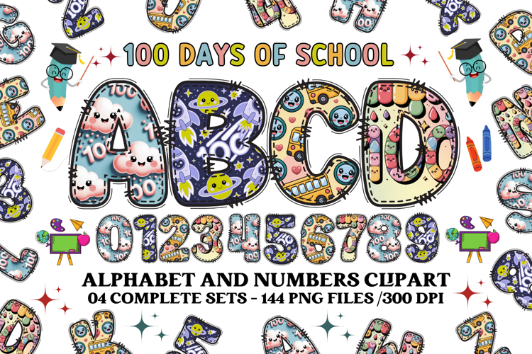 Back to School Alphabet png, letters doodle, school clipart