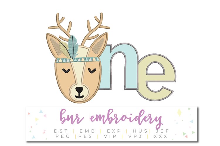 Deer Applique Machine Embroidery Design example image 1