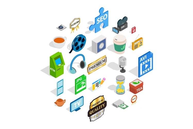 Atelier icons set, isometric style