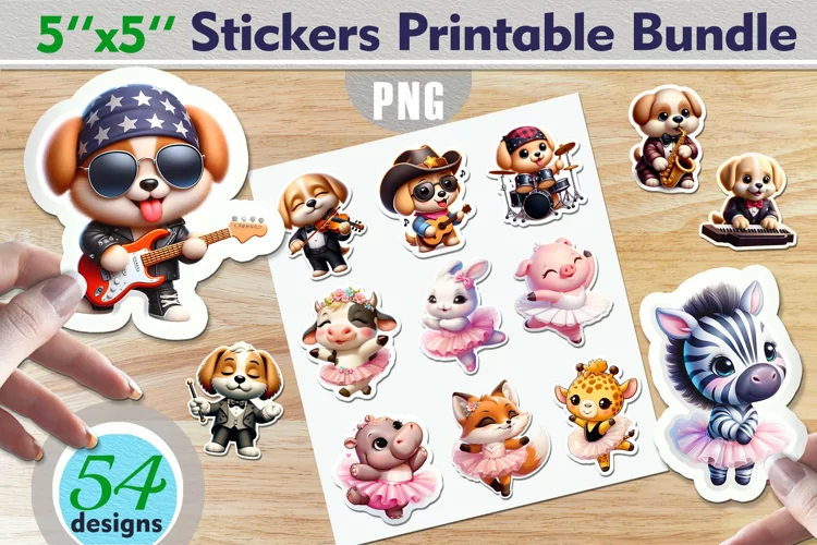 Cute and Funny Animals Stickers Bundle | Printable Png