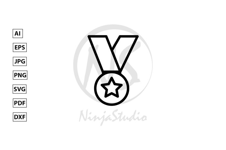Medal Line Icon In Flat Style Vector example image 1