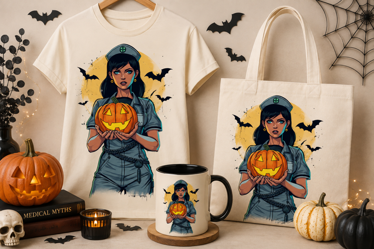 Halloween Nurse Pumpkin PNG | Spooky Nurse Jack O Lantern