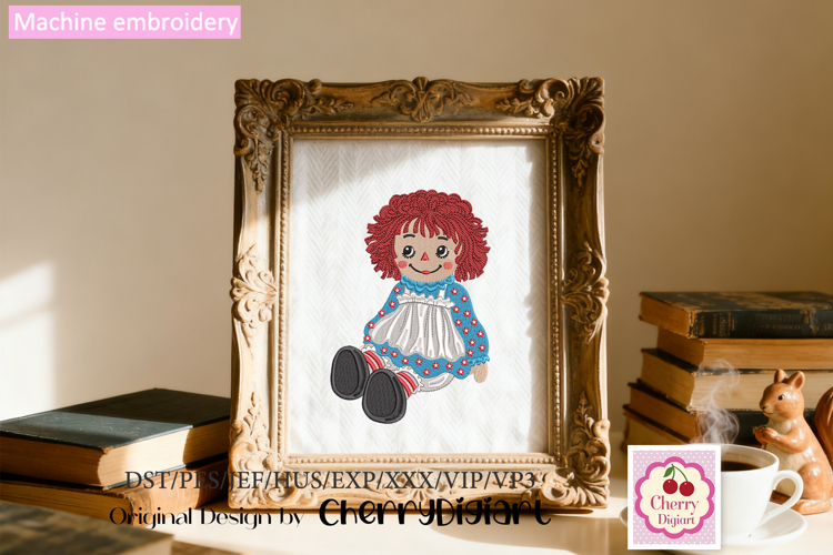 Vintage Raggedy Andy Machine Embroidery Design