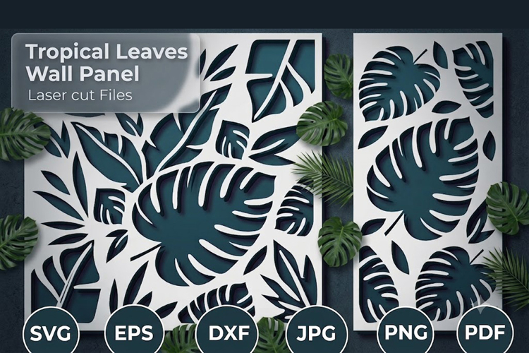 Tropical Leaves Wall Panels. Laser Cut Files for CNC