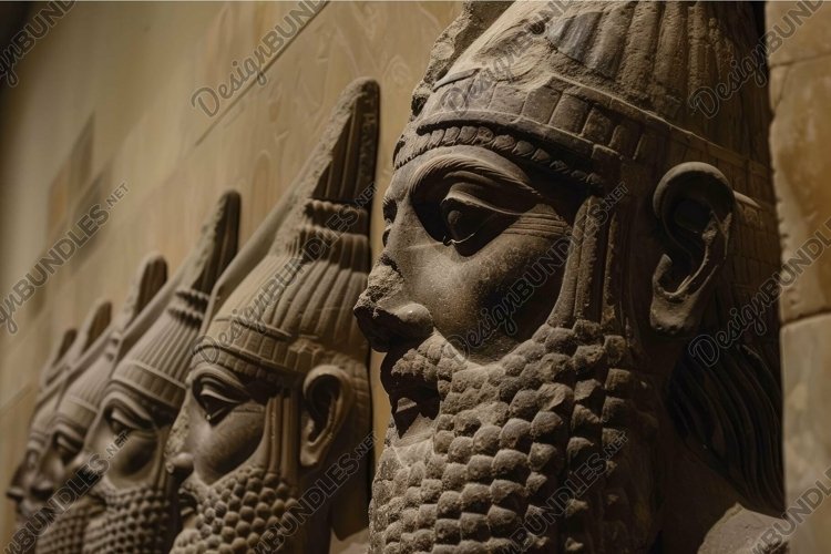 Detailed view of mesopotamian relief sculptures depicting de example image 1