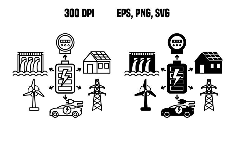 Smart Grid Network Icons example image 1