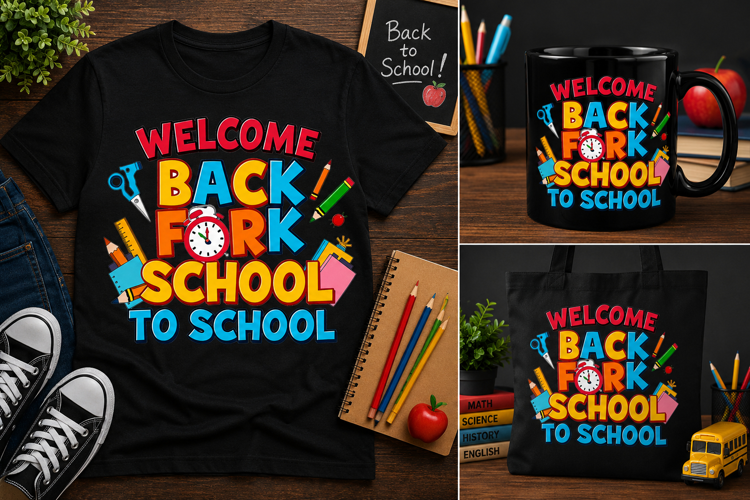 Welcome Back to School PNG, Colorful School Supplies Design