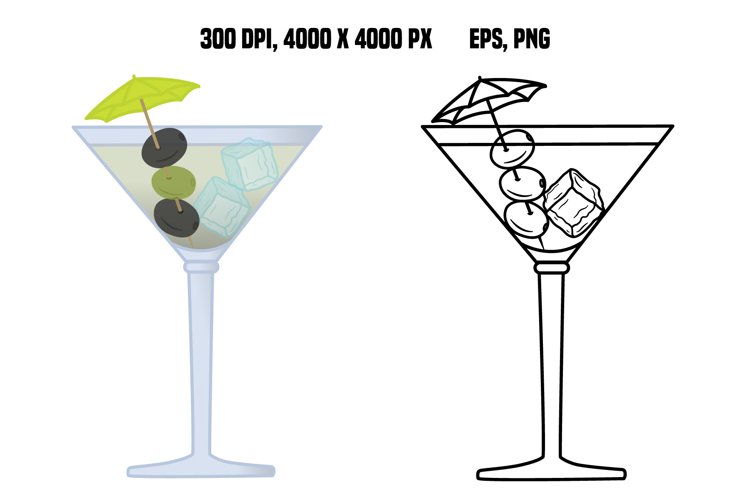 Cocktail with Olives for Coloring example image 1