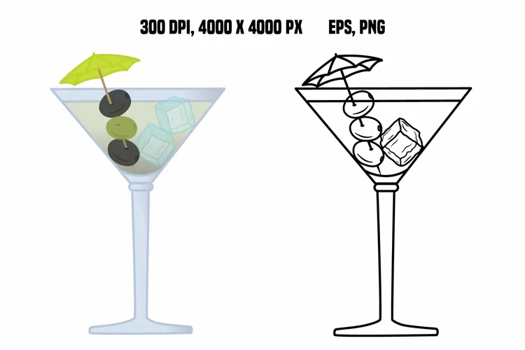 Cocktail with Olives for Coloring