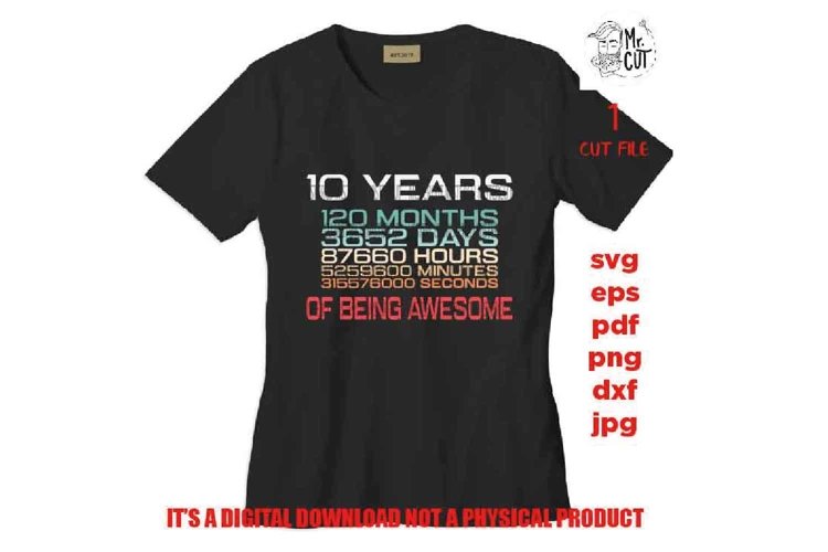 10 Years 120 Months 3652 Days 87660 Hours 5259600 Minutes example image 1