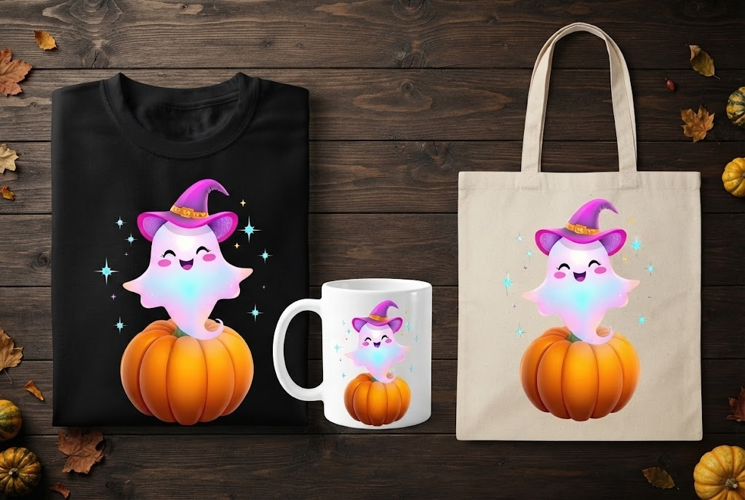Witch Ghost Pumpkin PNG | Cute Kawaii Halloween Clipart