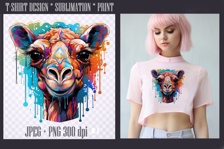 Bright watercolor Camel,transparent PNG/JPEG 300dpi example image 1