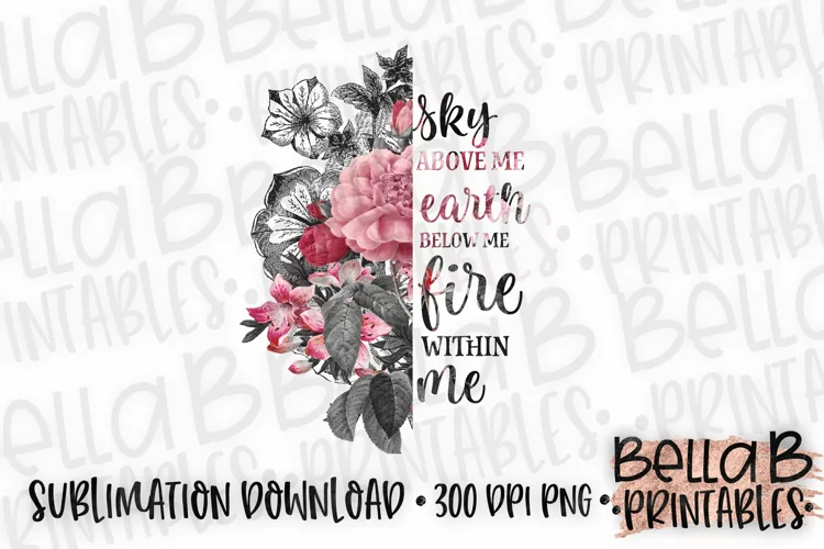 Floral Sublimation Design, Half Flower Sublimation, Boho