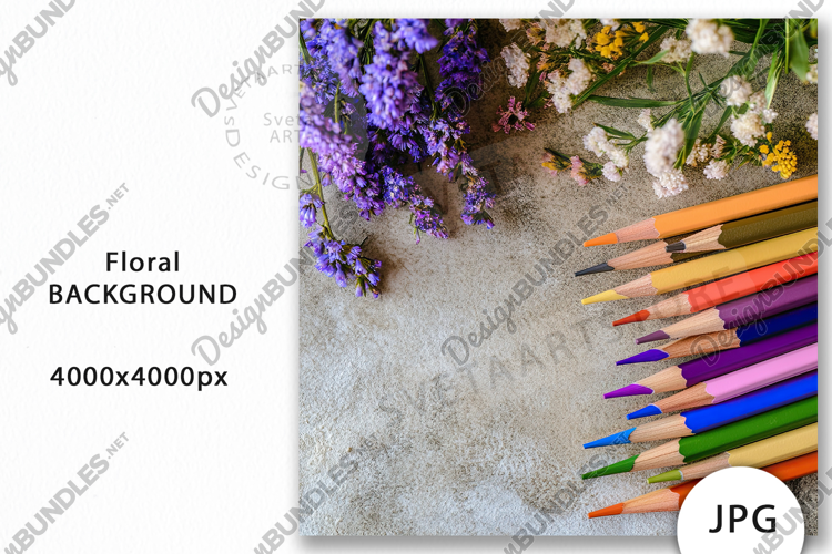Colorful Pencils Background, Mockup JPG