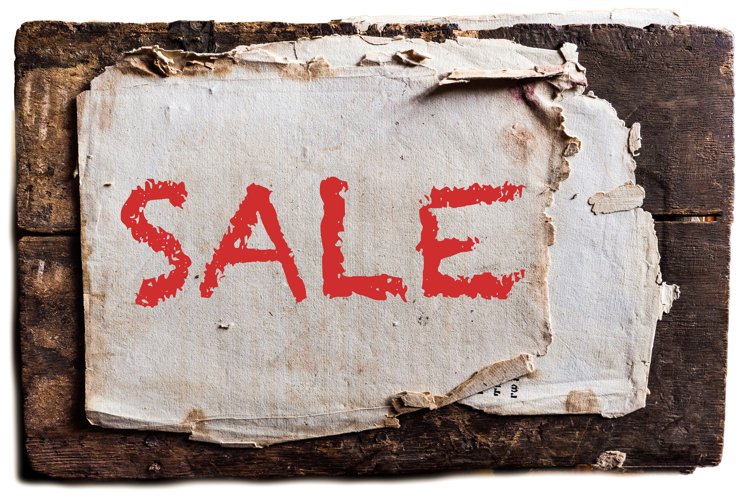 lettering sale textured grunge old paper postcard isolated example image 1
