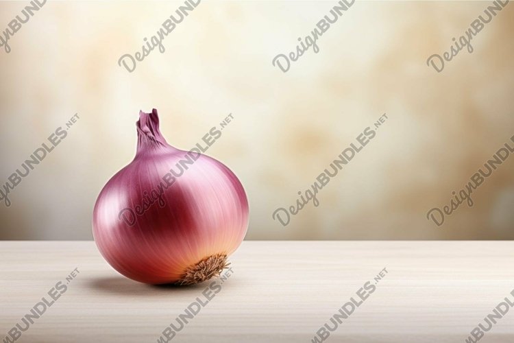 Fresh whole red onion on wooden surface