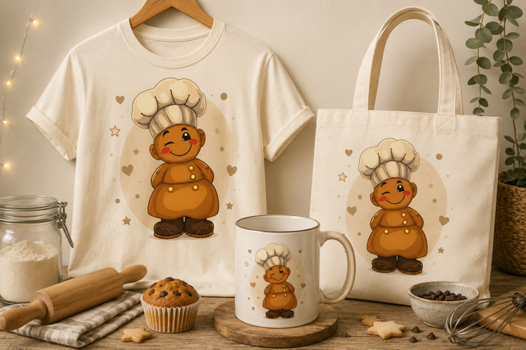 Gingerbread Man Chef PNG | Cute Christmas Baking Clipart