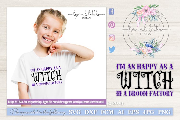 Witch In A Broom Factory Halloween SVG Cut File LL154 B example image 1