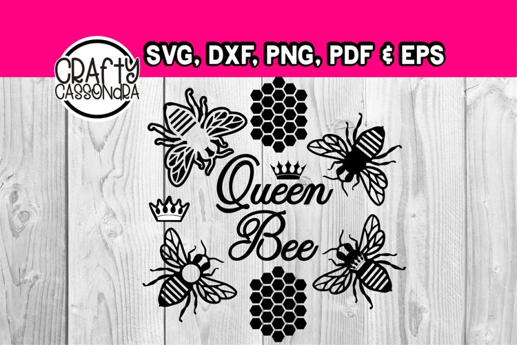 Queen bee svg and honeycomb themed bundle - bee silhouette example image 1