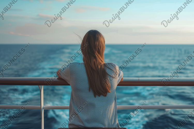 Woman Standing on a Deck Background Wallpaper