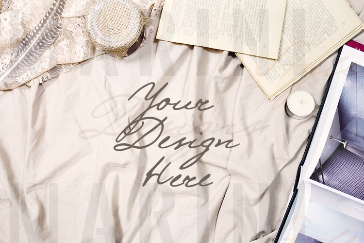 Feminine Desktop Mockup, vintage stock photo 753