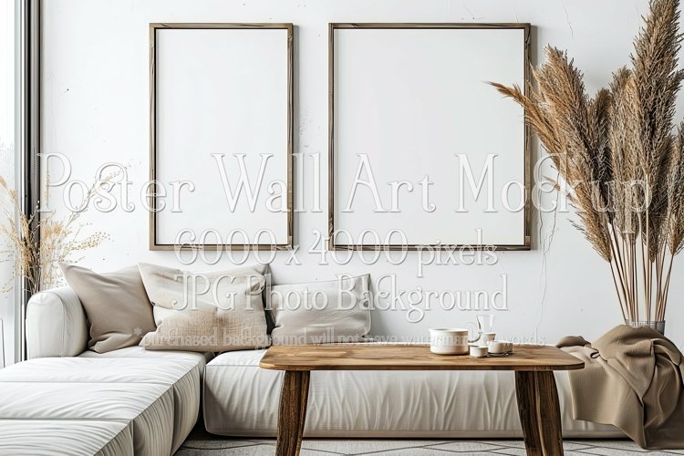 Poster Mockup, Modern 2 Frame Wall Art Mockup Photograph 26