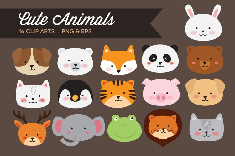 Cute Animals Clipart Vector PNG