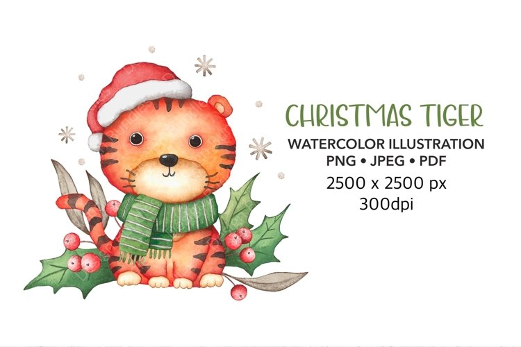 Christmas tiger sublimation. Baby animals